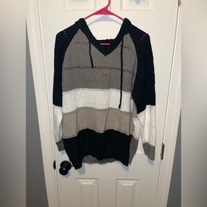 Striped Knit Hoodie Sweater XXL.
